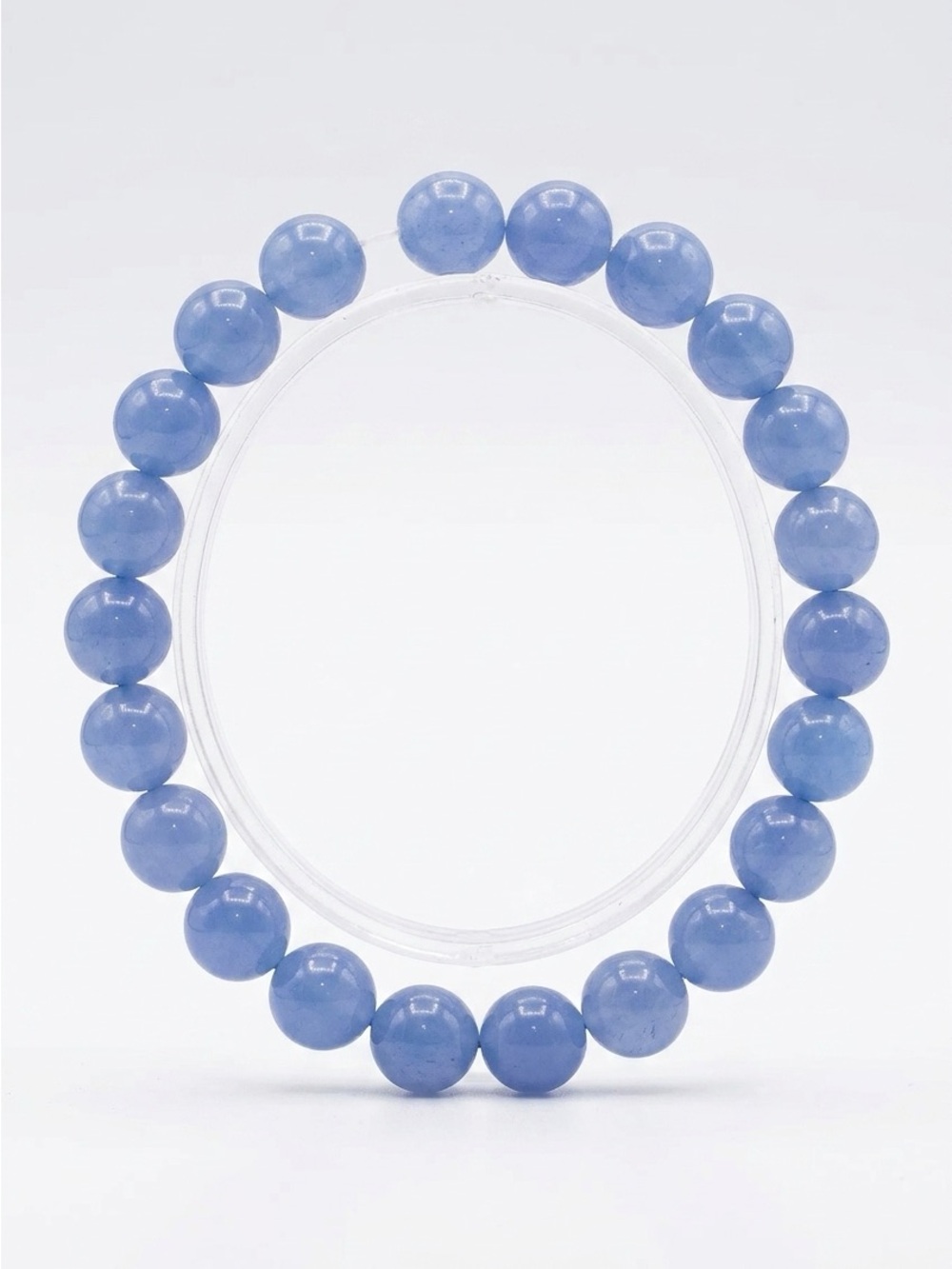 Jade Blue Jadedite Beaded Stretch Bracelet - Elegant Women’s Jewelry